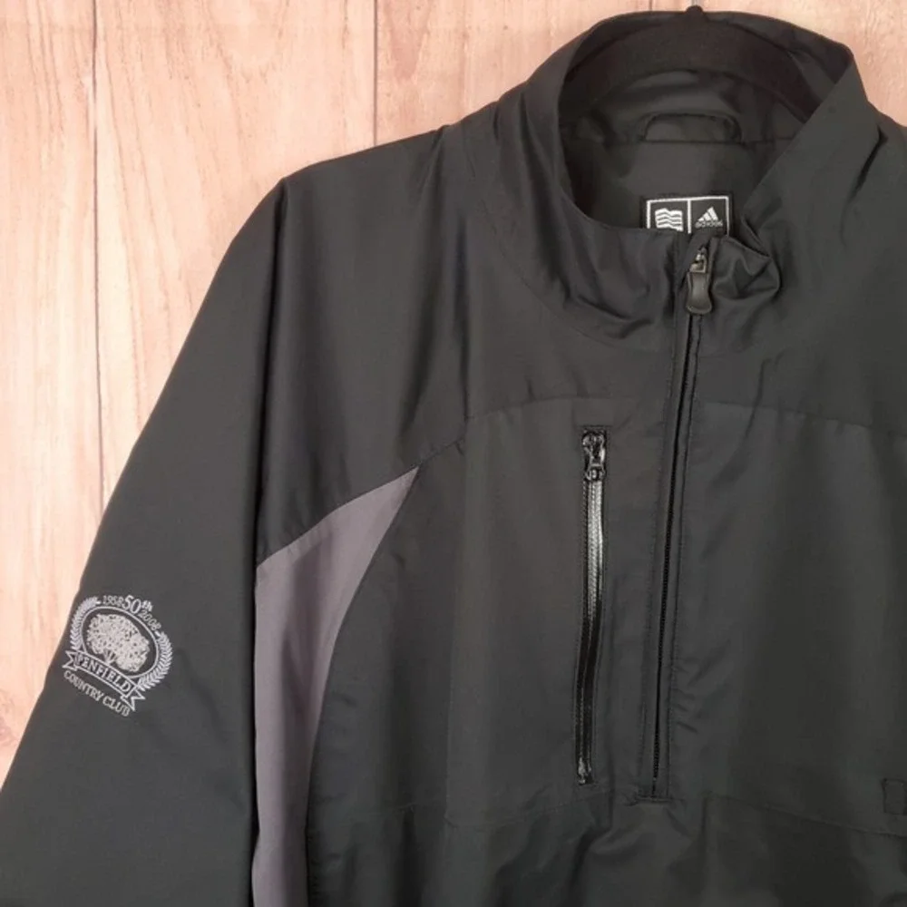 adidas Golf Quarter‎ Zip Pullover Jacket Mens Sz XL Loose Black Embroidered